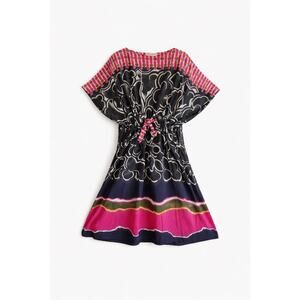 Vintage Venca International Swiss Cotton Caftan Dress Graphic Print Boho 14